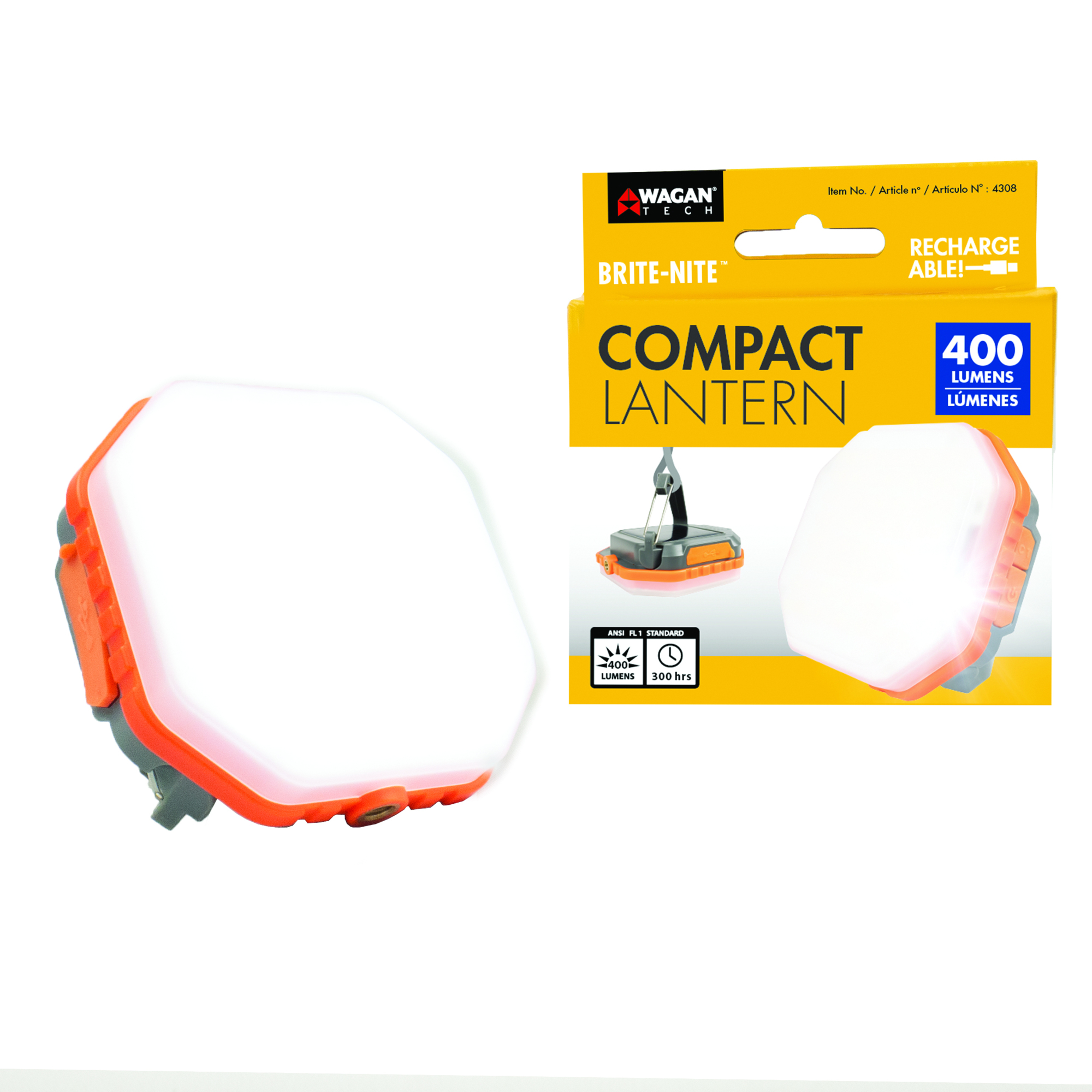 Wagan Tech Solar Lantern — USB-C Rechargeable, Model# 4308